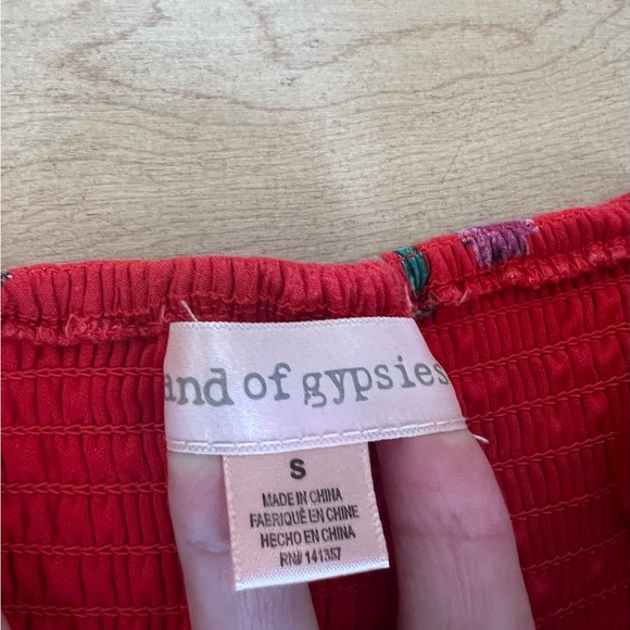 Band of Gypsies Strapless Smocked Ruched Floral High Waisted Red Romper S - Picture 4 of 13